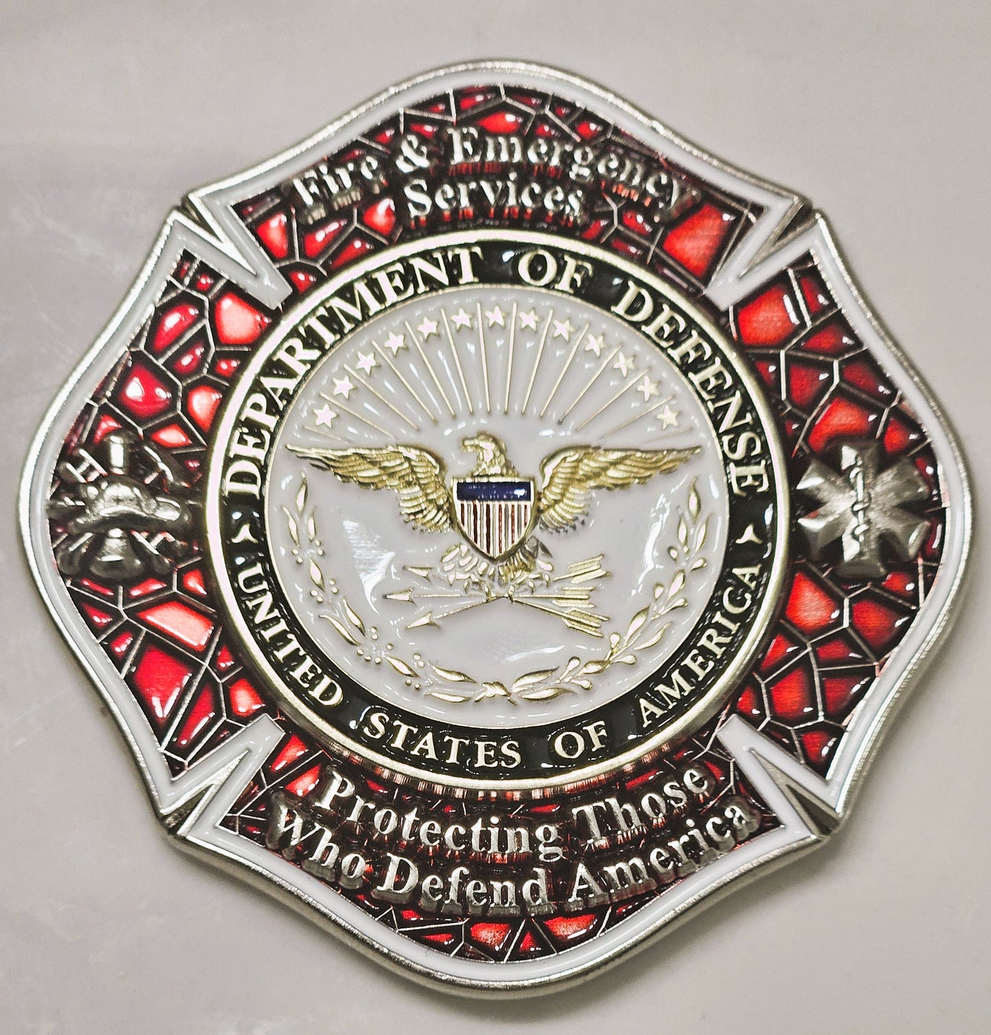 2.5" DOD Maltese Stain Glass Coin