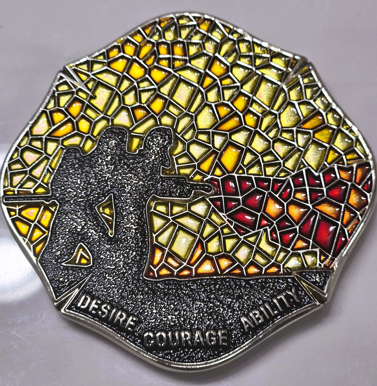 2.5" DOD Maltese Stain Glass Coin