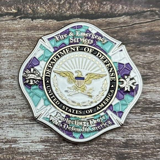 2.5" DOD Maltese Stain Glass Coin PTSD