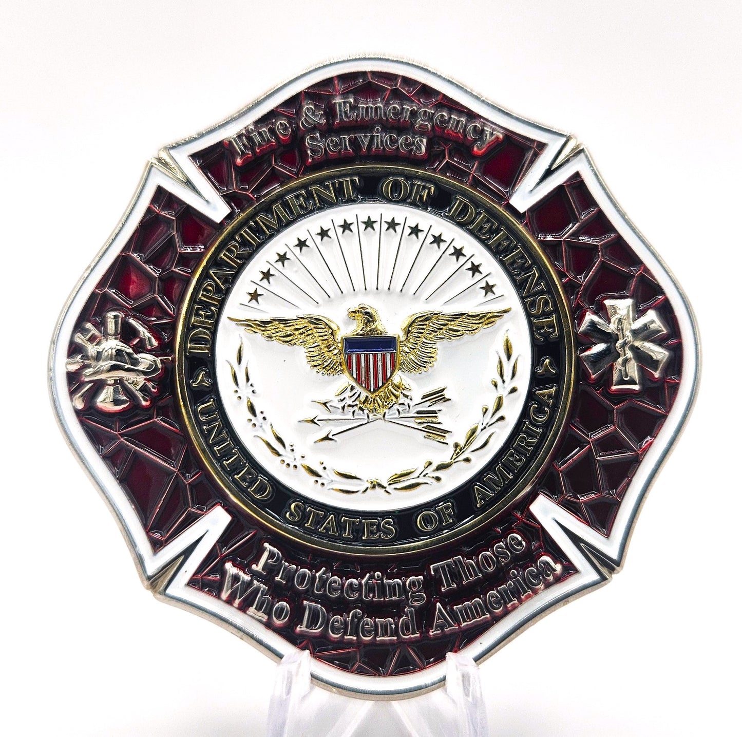 2.5" DOD Maltese Stain Glass Coin